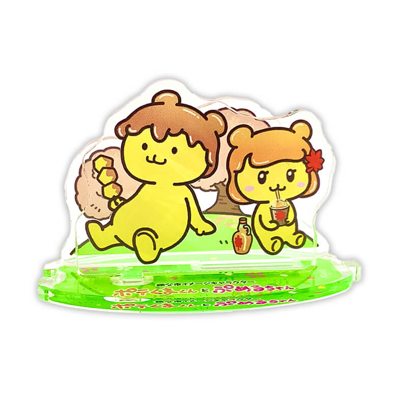 ポテくまくんとぷめるちゃんのつながるアクリルスタンド（お花見）