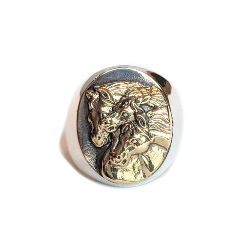 PHARAOS HORSE RING LARGE 10K シルバー925 正規品 PHARAOHS HORSES RING OVAL LARGE/SILVER×K10 の販売【CHARCOAL