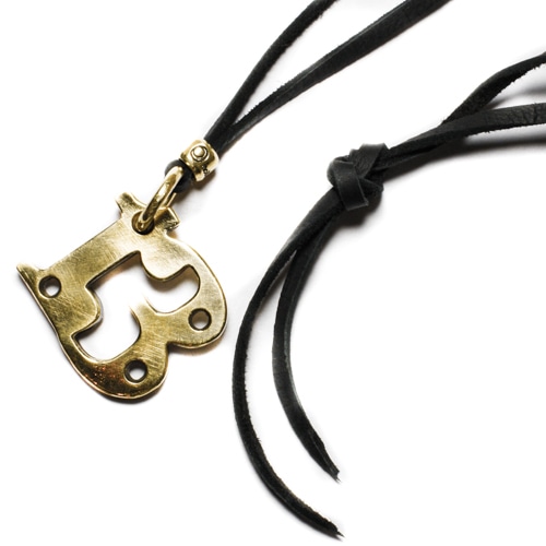 mollive HeavyOZ BAD LUCK 13 LETAHER LONG NECKLACE BRASS.