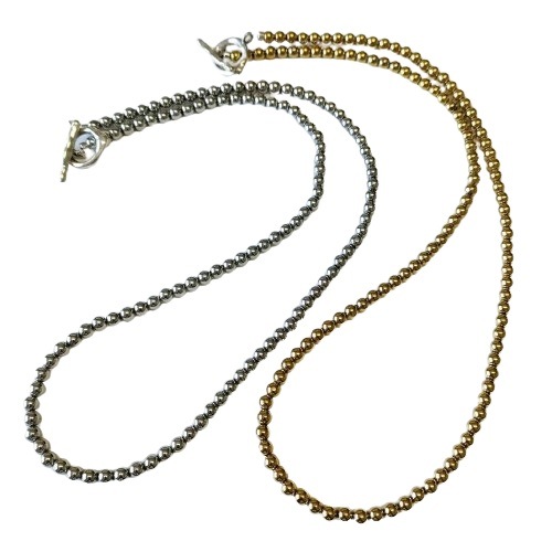 MOLLIVE HEMATITE ROUND BEADS NECKLACE の販売【CHARCOAL*GREEN】公式  