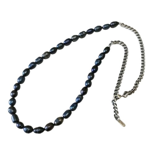 Ρޥܹϡѥǥ SILVER CHAIN NECKLACE BLACK PEARL