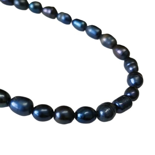 SILVER CHAIN NECKLACE BLACK PEARL