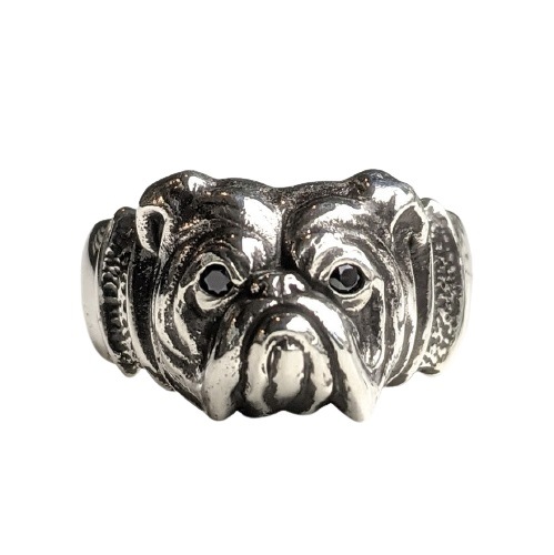 BULL RING SILVER BLACK ZIRCONIA CUSTOM