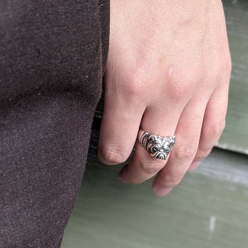 BULL RING SILVER BLACK ZIRCONIA CUSTOM