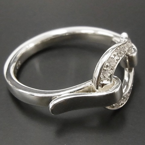 Medium Horseshoe Band Ring - Silver w/CZ