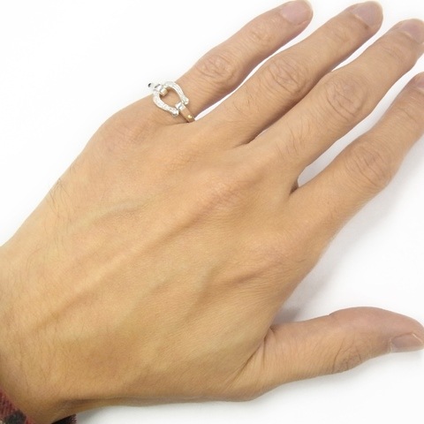 Medium Horseshoe Band Ring - Silver w/CZ