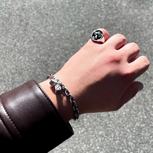 GAMBLER W DICE CHAIN BRACELET SV925