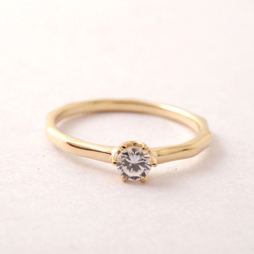 WAVE SLENDER ENGAGEMENT RING-18KYG