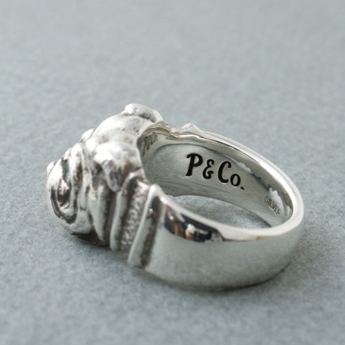 BULL RING SILVER EMERALD CUSTOM