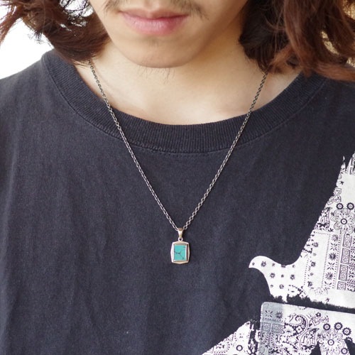 Square Turquoise Pendant - Silver + ������ݥ����ե�������CL060���֤�45-50���