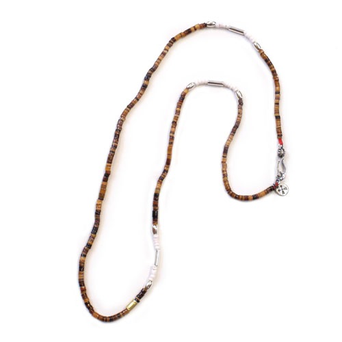 SILVER & SHELL BZ NECKLACE��BLACK