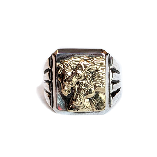 PHARAOHS HORSES RING SQUARE/SILVER��K10