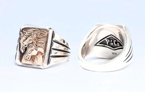 PHARAOHS HORSES RING SQUARE/SILVER��K10