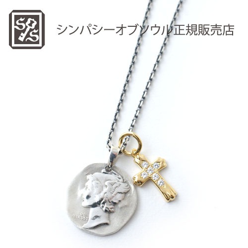 14TH����LIVERTY HEAD & CROSS CZ NECKLACE