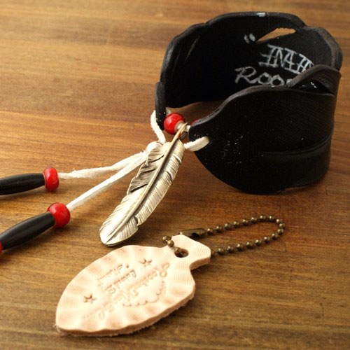Carved Leather Feather Bangle