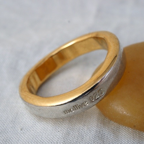 FLAT SILVER WITH K18 GOLD RING