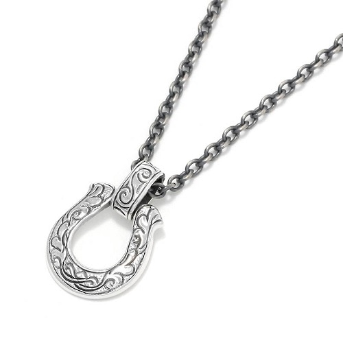 Collaboration Large Horseshoe Carving Necklace