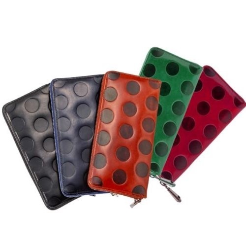 ZOO ROUND ZIP LONG WALLET GARCONS POLKA DOTS EMBOSSED LEATHER