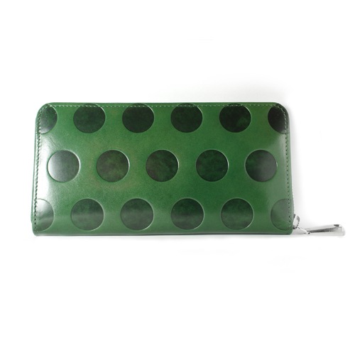 ZOO ROUND ZIP LONG WALLET GARCONS POLKA DOTS EMBOSSED LEATHER