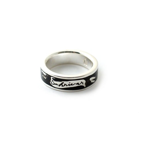 Black Enameled RingSILVER