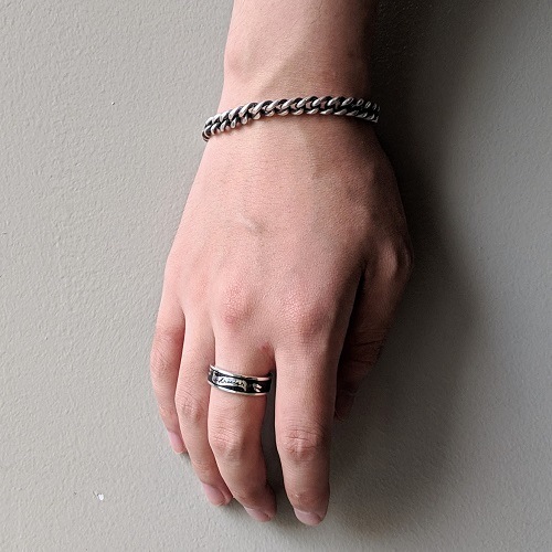 Black Enameled RingSILVER