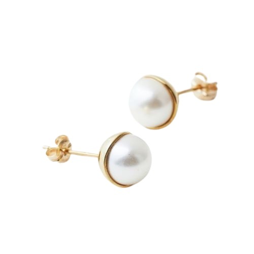 K10YG AKOYA pearl stud pierced earrings