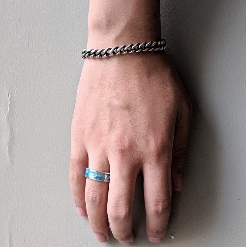 Blue Enameled Ring��SILVER��