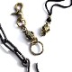 HEAVY TIGER SKULL LETAHER LONG NECKLACE BRASS