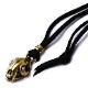 HEAVY TIGER SKULL LETAHER LONG NECKLACE BRASS