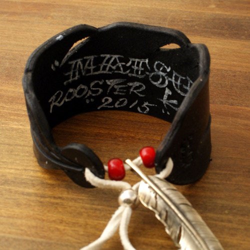 Carved Leather Feather Bangle