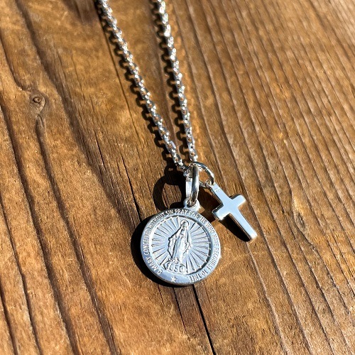 MEDAI & CROSS SET NECKLACE ALL SV