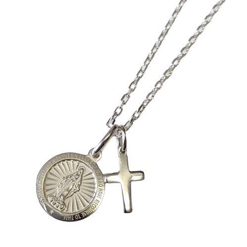 MEDAI & CROSS SET NECKLACE ALL SV