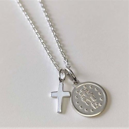 MEDAI & CROSS SET NECKLACE ALL SV