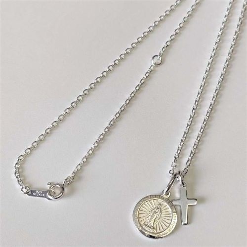MEDAI & CROSS SET NECKLACE ALL SV