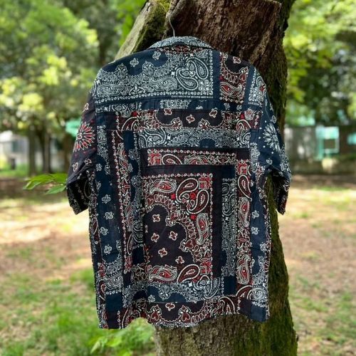 redad made in usa bandana patchwork shirt��navy��