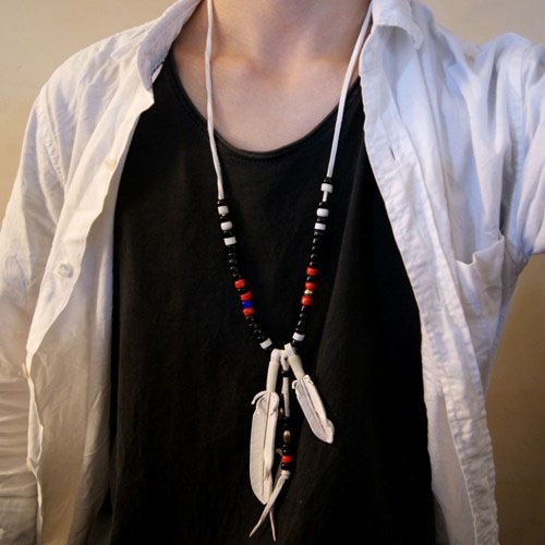 J.D Feather Necklace White