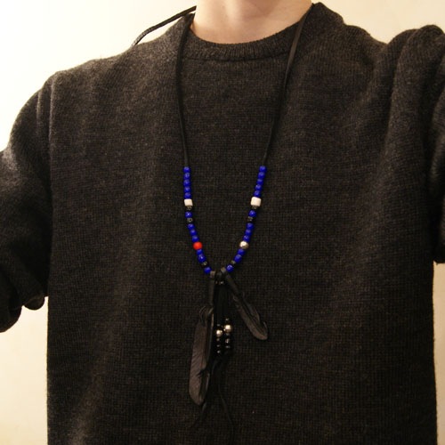 J.D Black Feather Necklace Blue