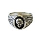 SIGNET RING WITH TINY PROFILE SKULL RING SCROLL WORK