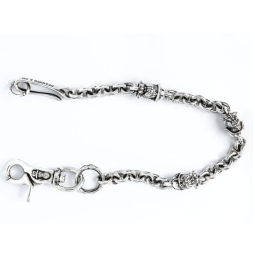 BULL WALLET CHAIN SILVER. WHITE or BLACK DIAMONDS