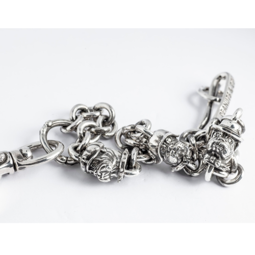BULL WALLET CHAIN SILVER. WHITE or BLACK DIAMONDS