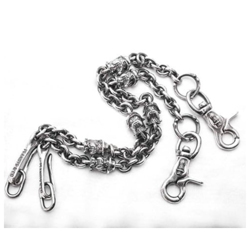 BULL WALLET CHAIN SILVER. WHITE or BLACK DIAMONDS