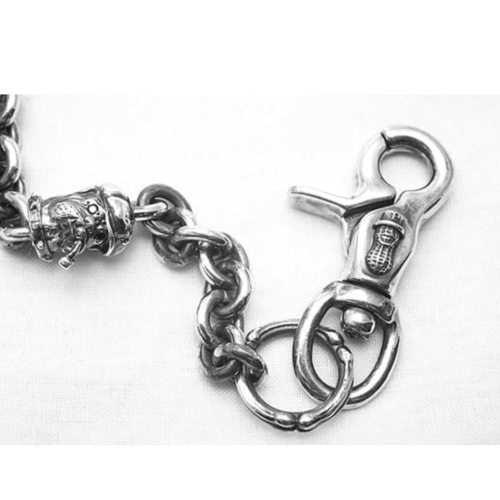 BULL WALLET CHAIN SILVER. WHITE or BLACK DIAMONDS