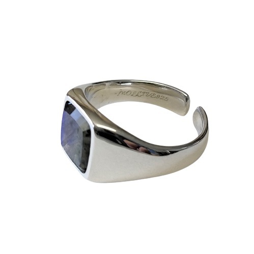 LABRADORITE RING SIGNET SQUARE SMALL