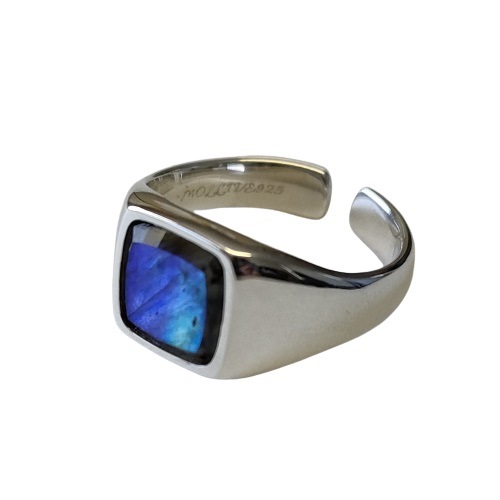 LABRADORITE RING SIGNET SQUARE SMALL