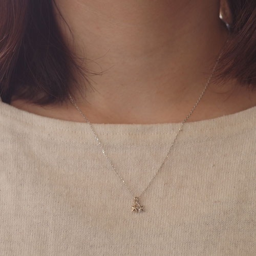 DOUBLE STAR NECKLACE SV&K10