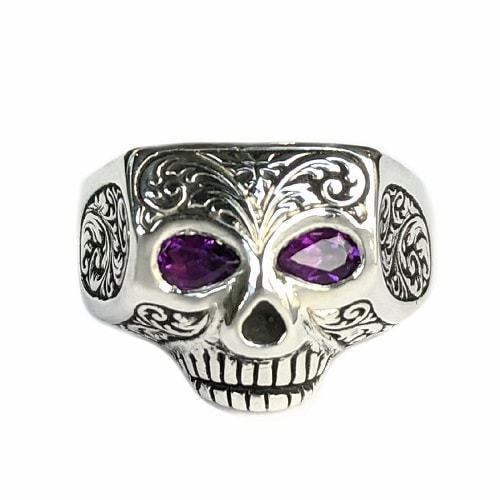 JIM SKULL ENGRAVED-SE-AMETHYST-