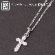 Smooth Cross Pendant - Silver w/CZ + Silver Square Cable Chain 1.6mm Hook(Shiny/45cm)