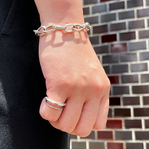 LINK RING FREE & EAR CUFF SILVER925