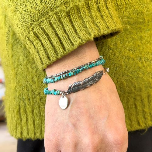 Feather & Turquoise SP1 NECKLACE BRACELET