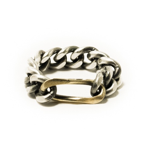 VINTAGE FIGARO CHAIN RING SILVER&BRASS